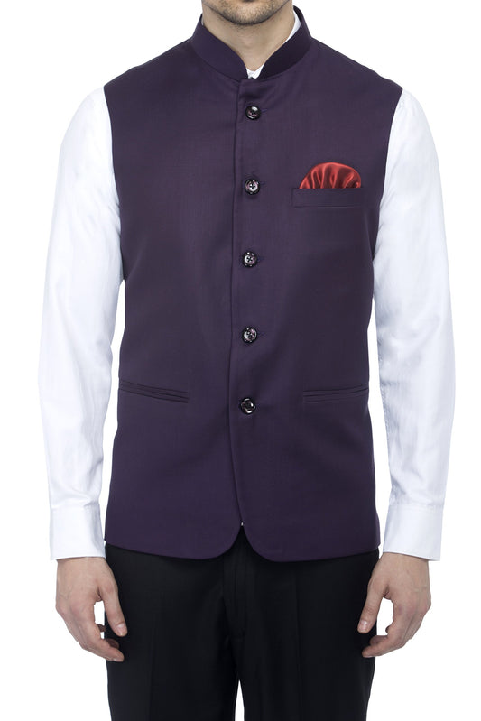 Favoroski Bandhgala Sleeveless Jackets Ethnic Men'S Wear Waistcoat (Violet)