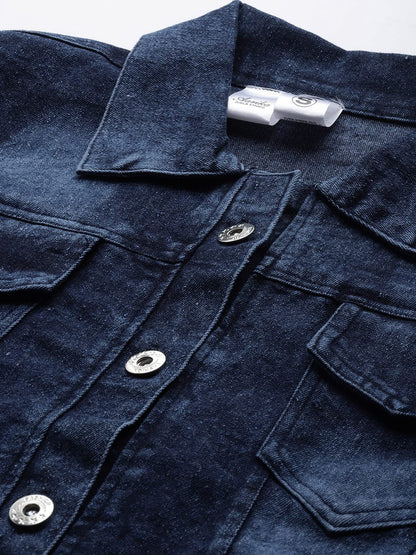 Aarika Womens Cotton A-Line Short Length Coat (Dn-W-123_Navy Blue