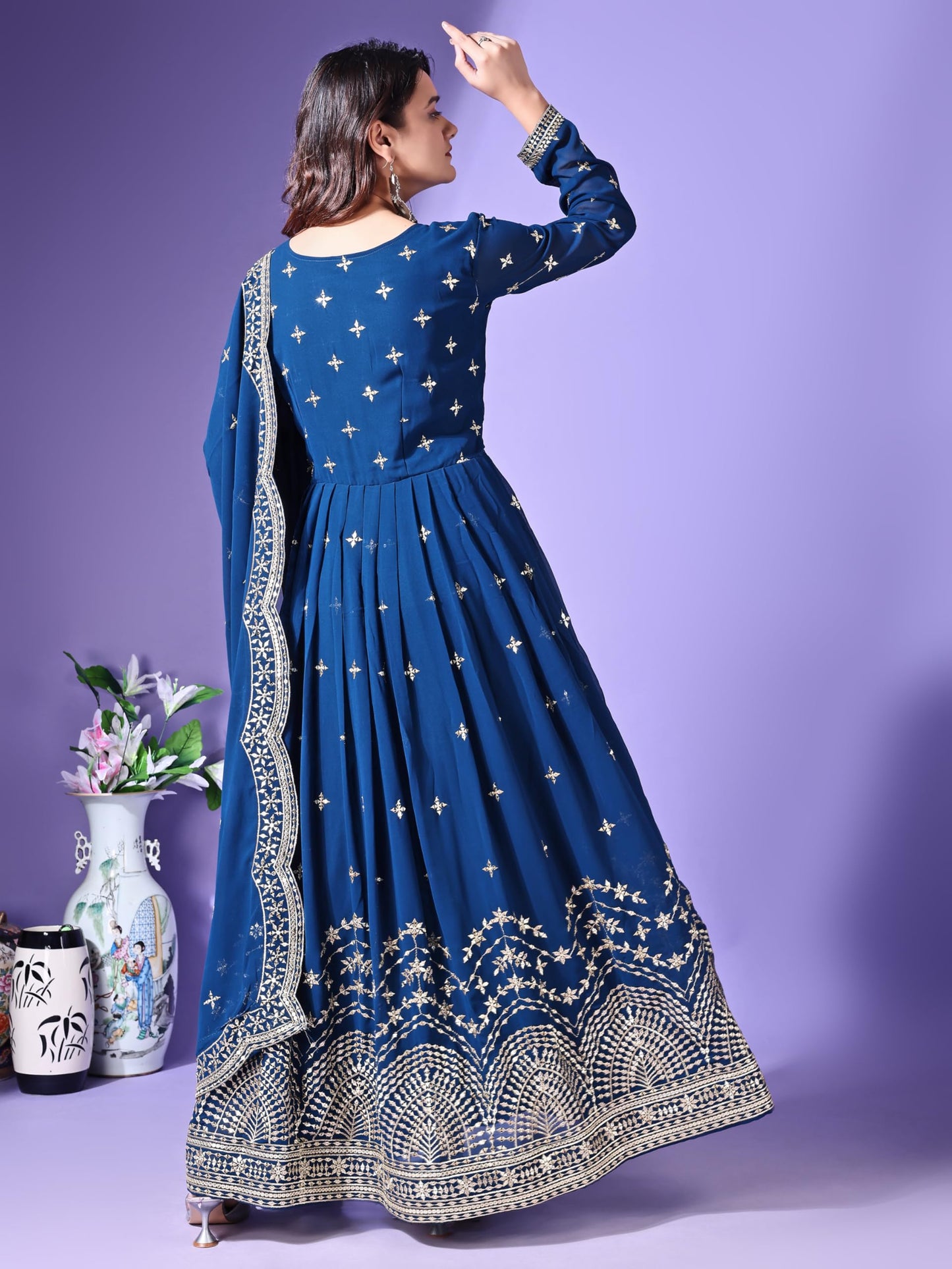 Wedani Georgette Embroidered Anarkali Gown For Women