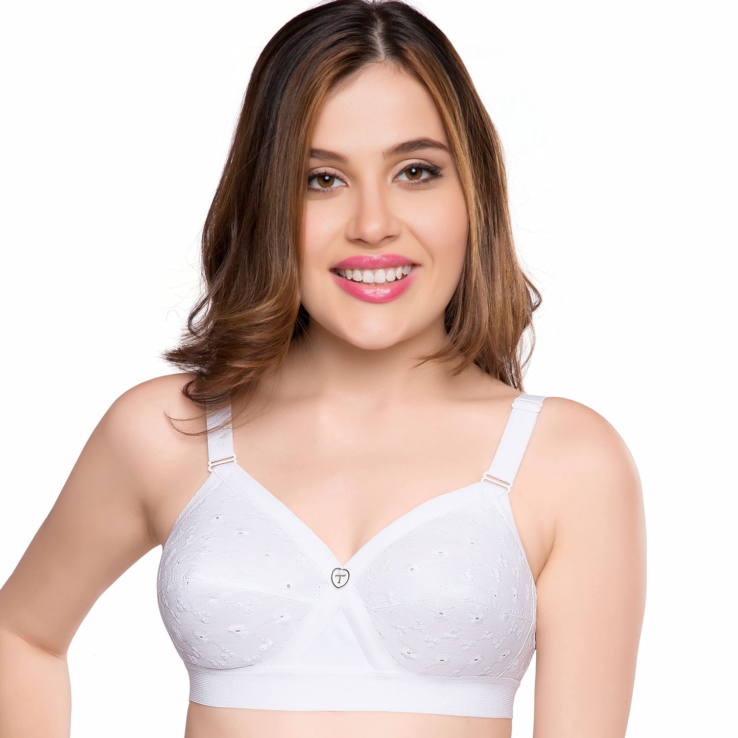 Trylo WomenS Cotton Non-Padded Wire Free Regular Bra White