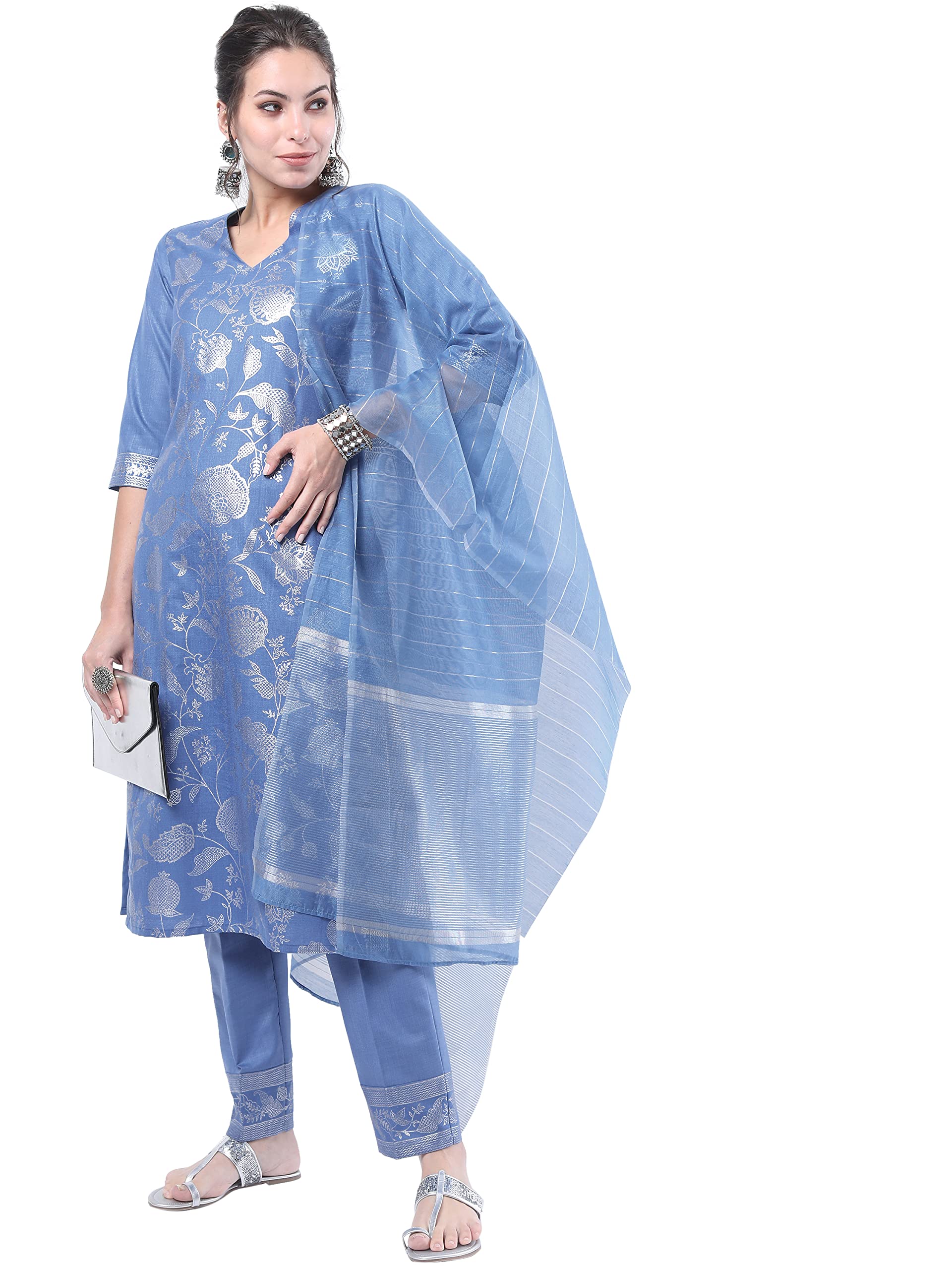 Ketch Polyester Womens Kurta Set (Khk3000199_Blue
