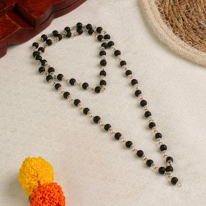 Astrotalk Silver Capped Karungali Malai 6 mm (54+1 Beads) | Karungali Mala Original for Lord Murugan Blessings | Evil Eye Protection & Mangal Dosh | Ideal for Puja & Gift items