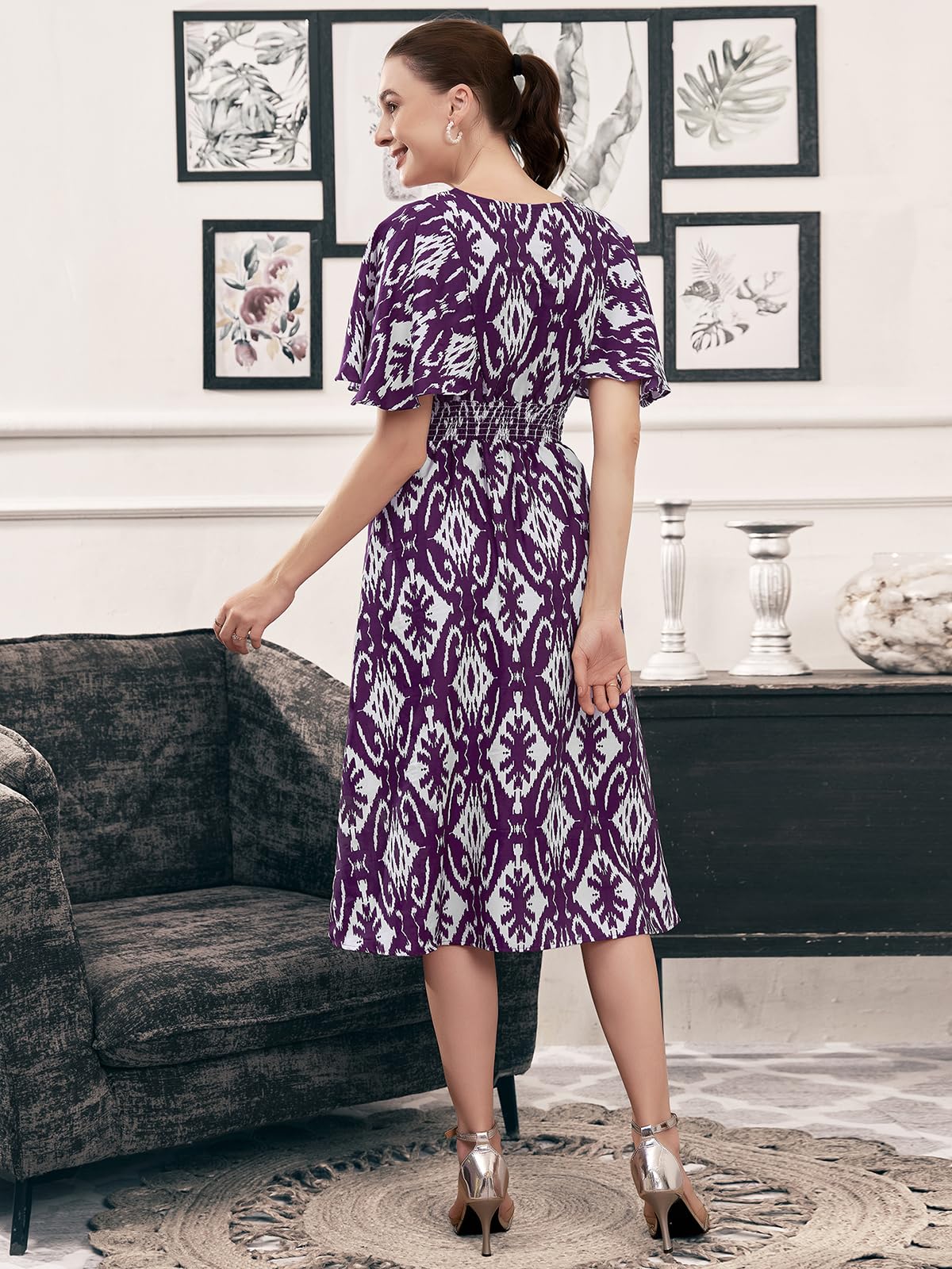 Selvia Western Dress For Women | Printed Crepe Western Dress For Women | Fit & Flare Dress For Women | One Piece Dress For Women