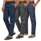 XYXX Mens Super Combed Cotton Checkered Checkmate Pyjamas [Pack of 3] Elasticated Waist, Drawstring | Loungewear for Men in Blu