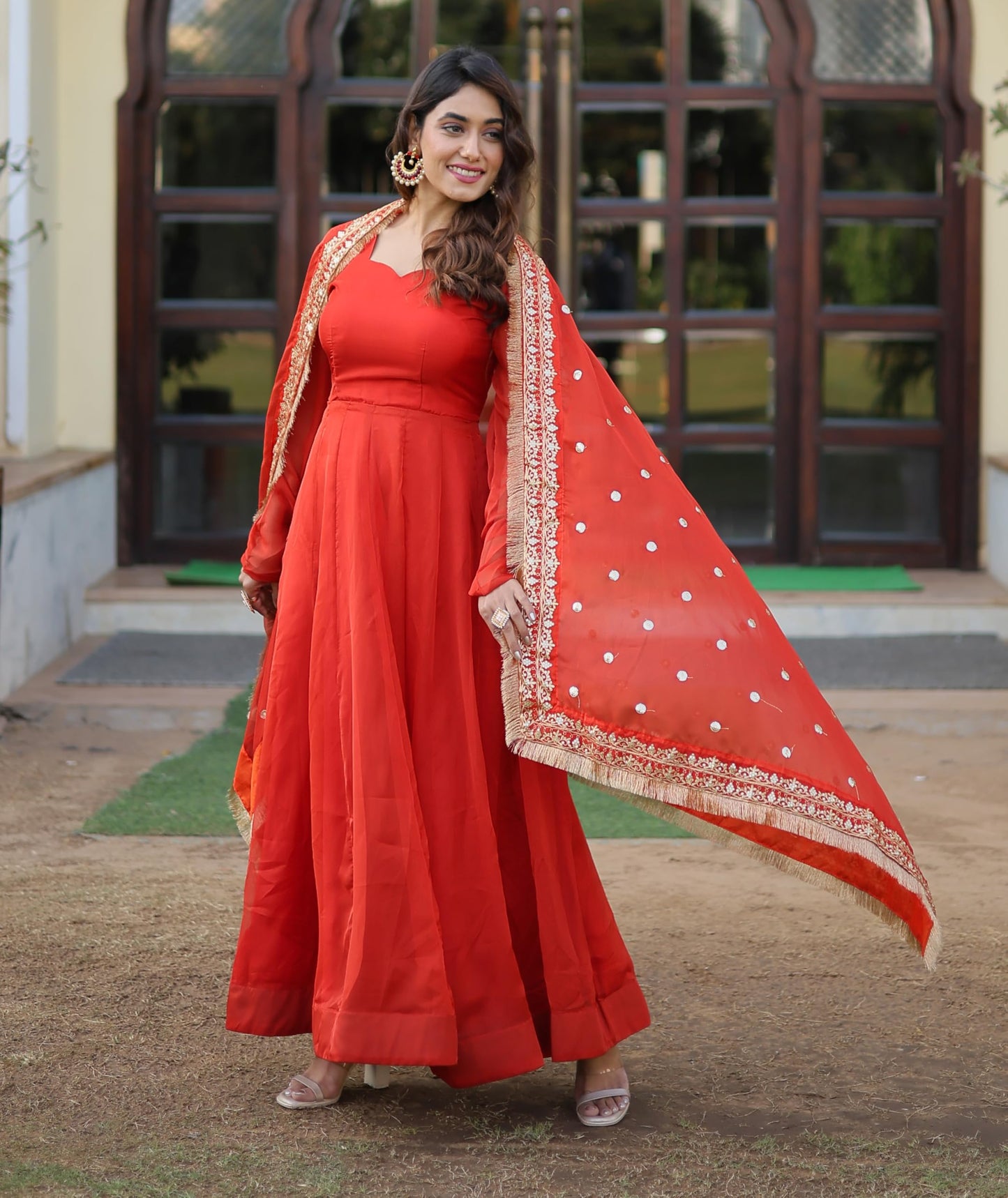 Wedani Russian Silk Anarkali Kurta Set for Womens
