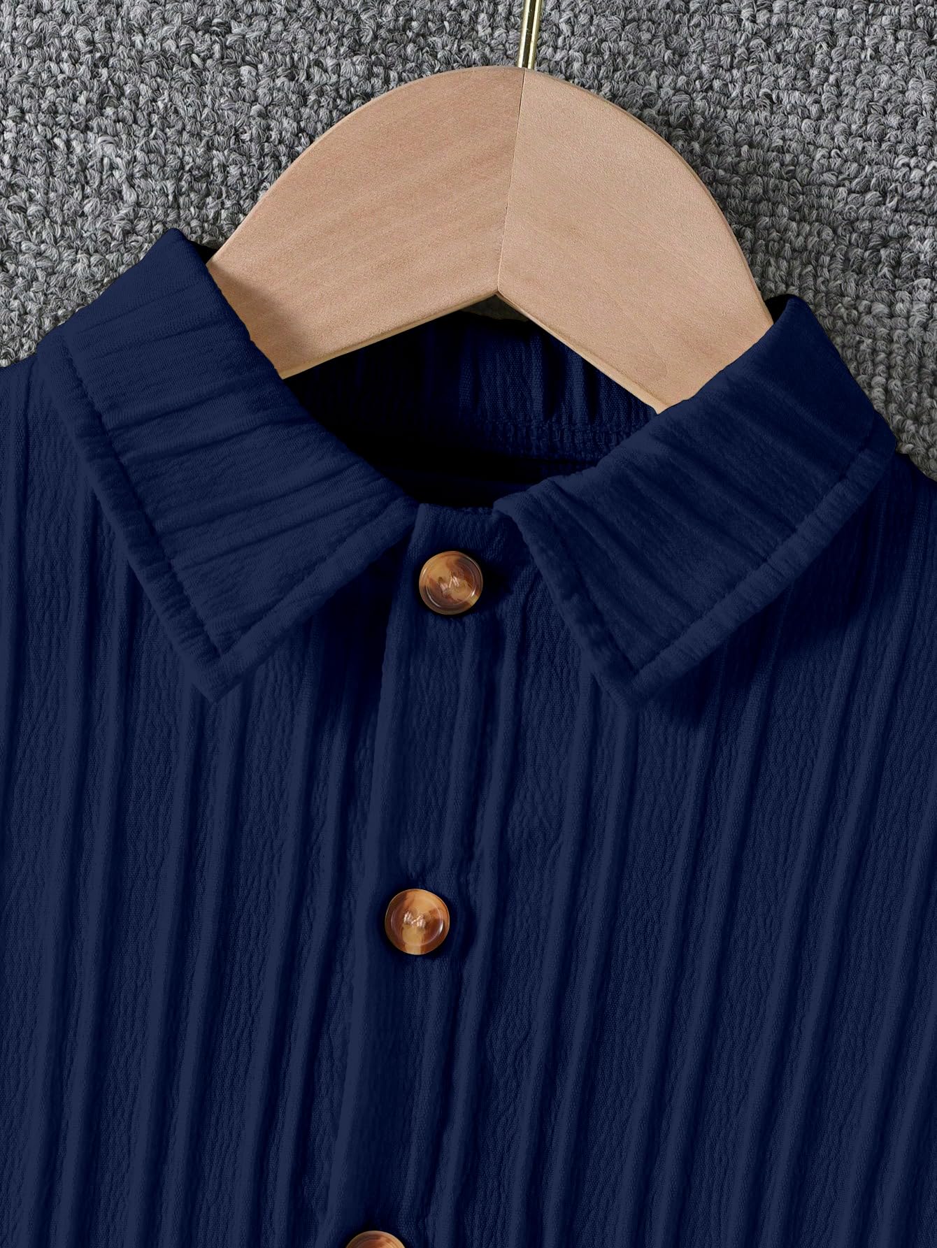 AVANOVA Boys Navy Blue 2-Piece Outfit Set  Short Sleeve Button Front Shirt with Matching Shorts, Summer Casual Clothing for Kids