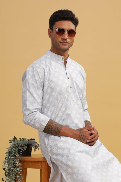 Be Active MenS Cotton Regular Kurta (C-599-1_White