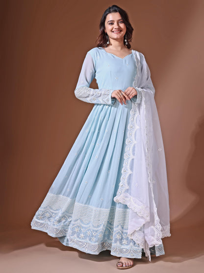 Fashion Basket Faux Georgette Sequins Long Dress for Women