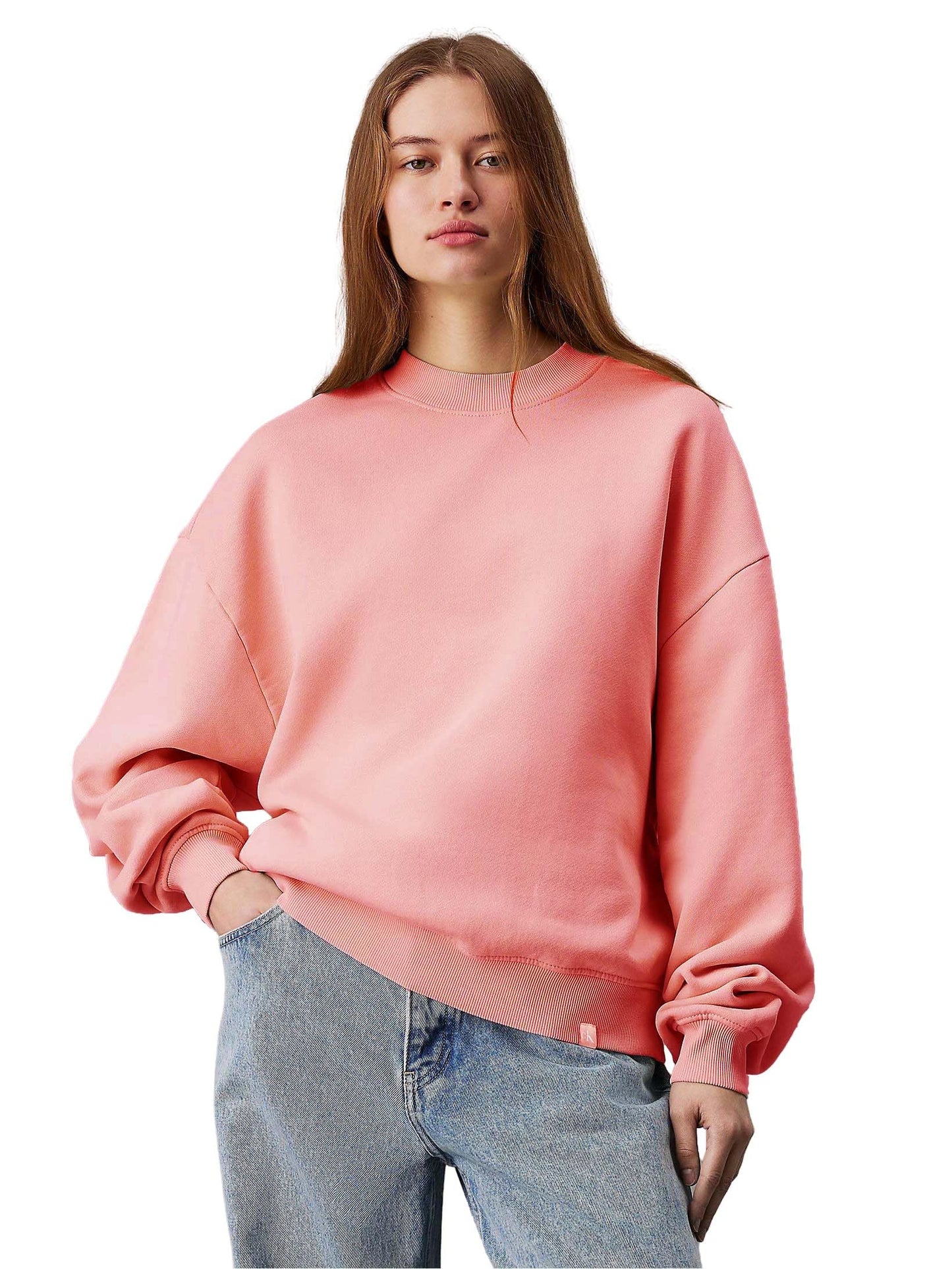 Kotty WomenS Fleece Sweatshirt Solid Pattern With Classic Round Neck(Pink,S)