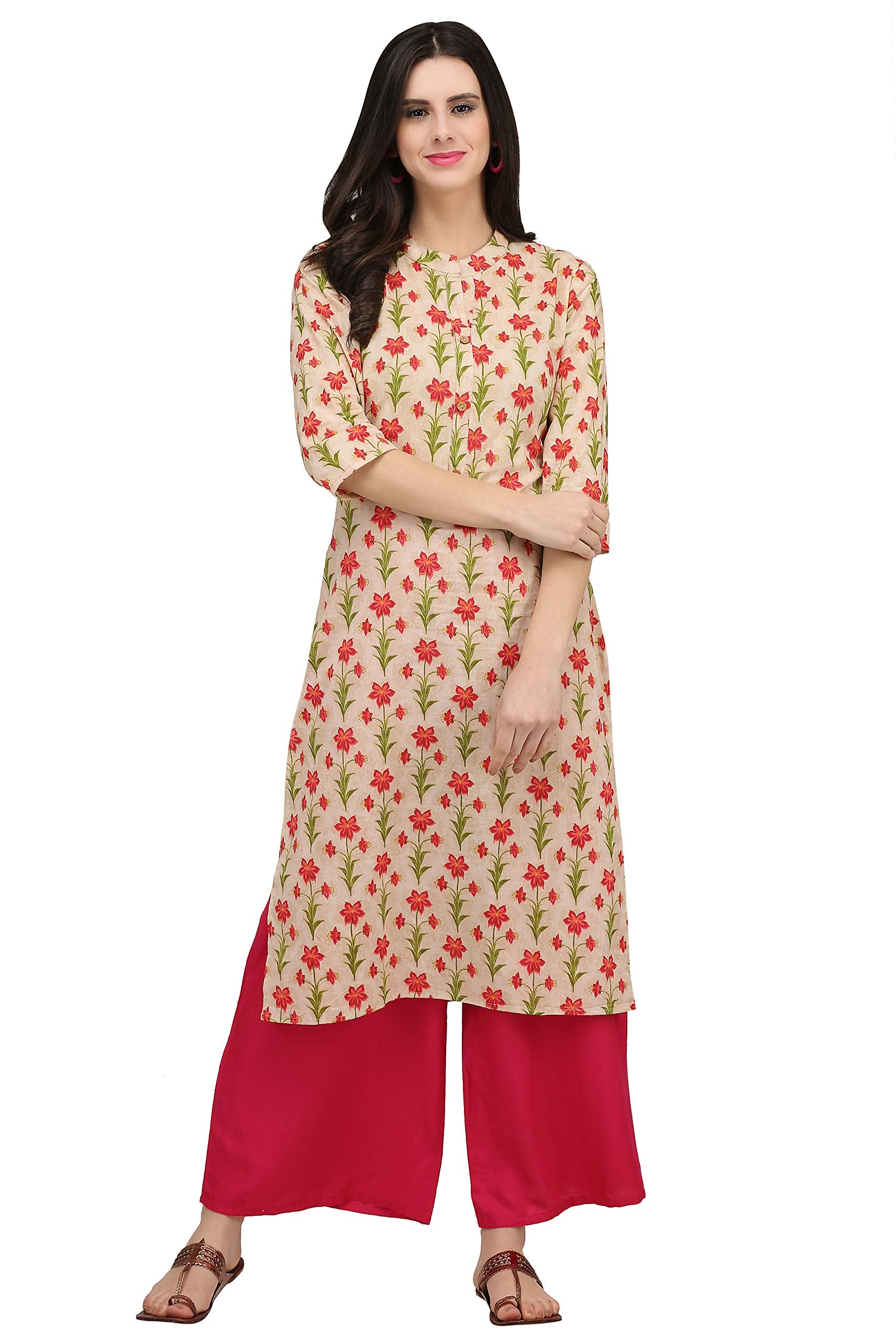 GoSriKi Women's Cotton Straight Fit Kurta