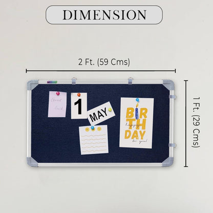 Eduway 1X2 Feet Small Pin Up Board/Notice Board/Bulletin Board/Soft Board/Display Board With High Resilience Foam Fabric For Sch
