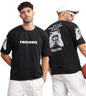 Kyda Mens Oversized Black Tshirt Made Of 100% Cotton Relaxed Fit With Racoon Print