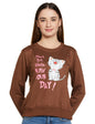 Ketch WomenS Cotton Blend Round Neck Sweatshirt (Khss000171_Brown