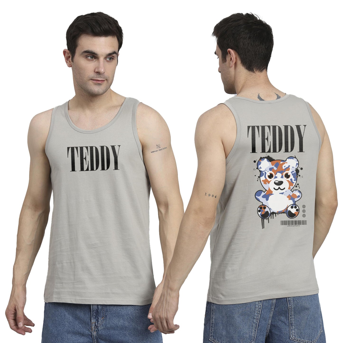 Peppyzone Mens S to 5XL Designer Men Vest Teddy Printed Cotton Sando/Baniyan/Ganji for Men and Boys - Perfect for Gym Workouts,