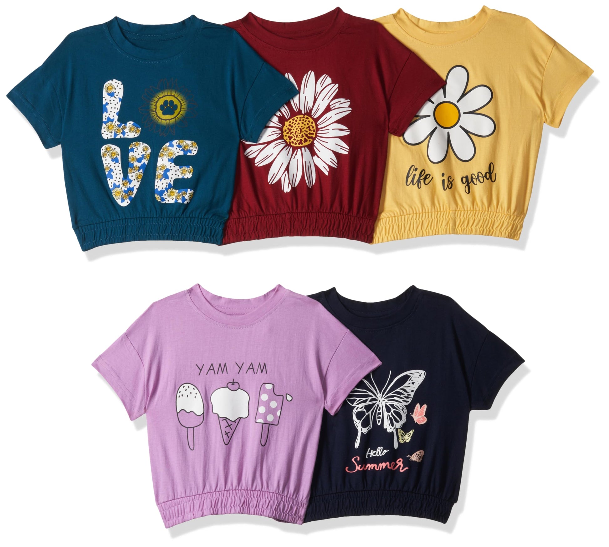 T2F Girls Solid Regular Drop Shoulder T-Shirt (GLS-TSRT-20_Multicolor 3