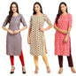 Pinkmint Women's Crepe Digital Print Straight Kurta [Pack of 3] (CKK-367-347-351)