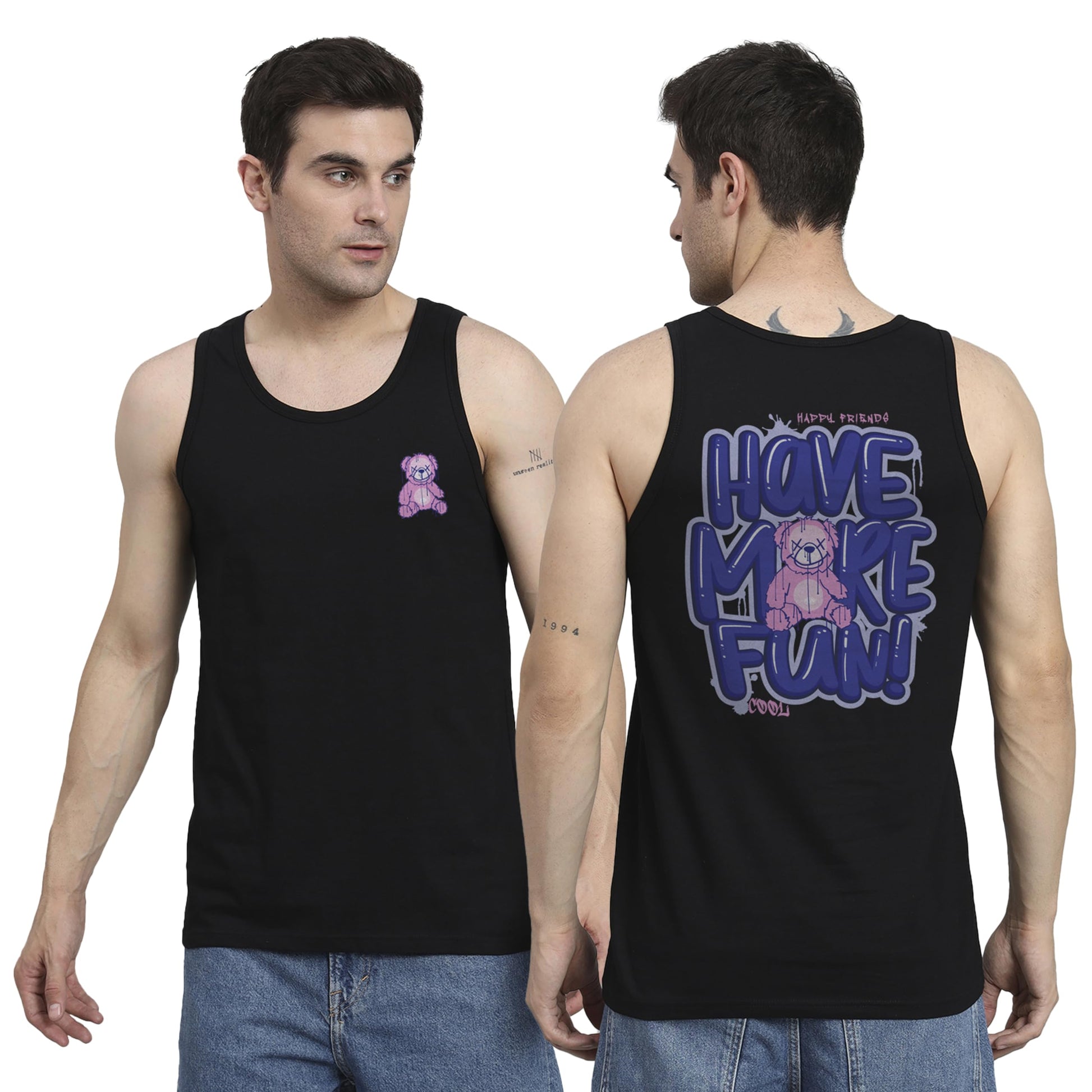 Peppyzone Mens Regular Fit Vest (TT-Teddy36FB40FB_Black4
