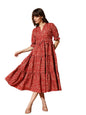 Kzully | Dress For Women | Midi Dress | Floral Printed | Polyester Fabric | Bell Sleeve Ethnic A-Line | Tiered Fit & Flare | Cas