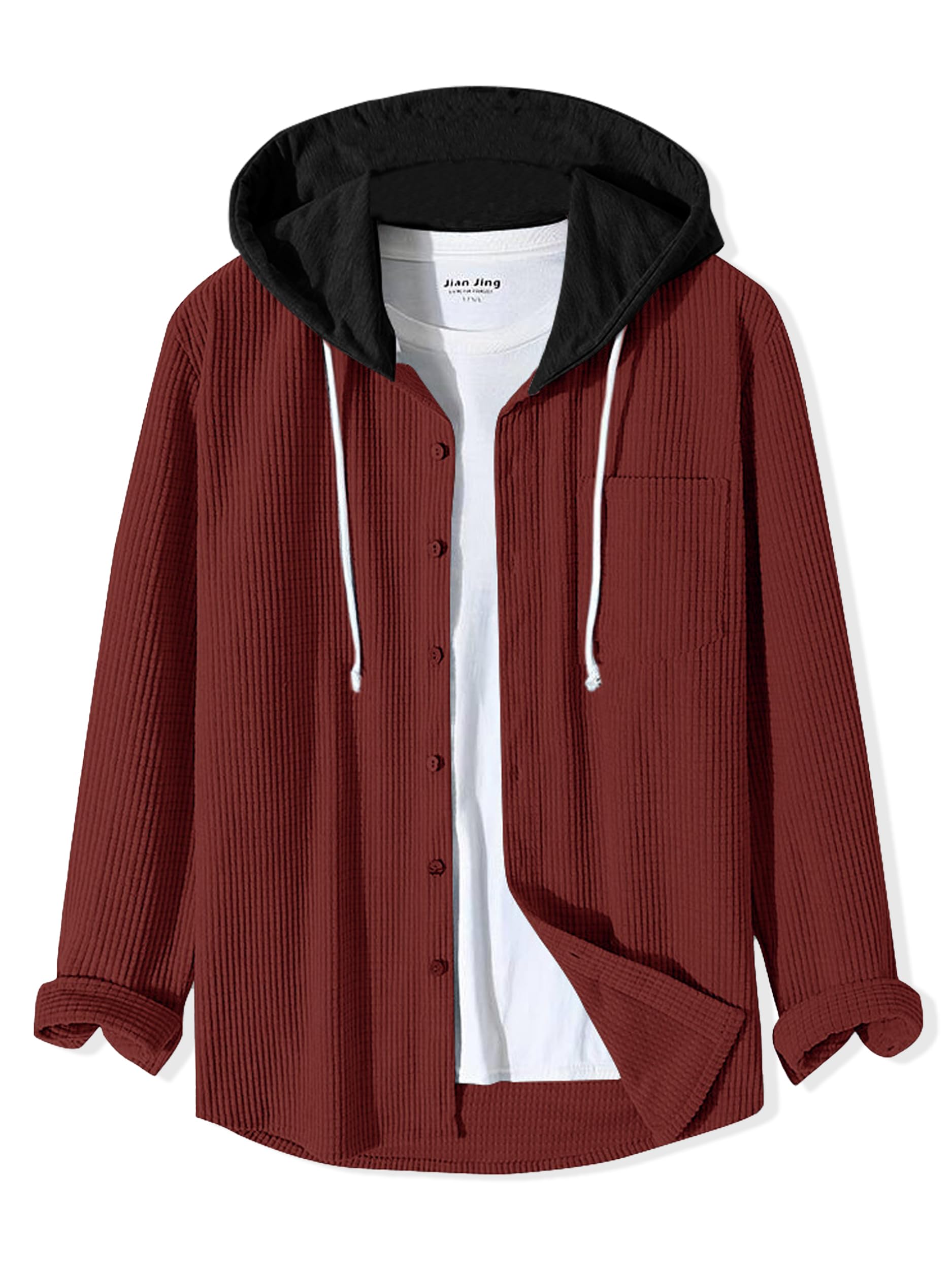 Noble Monk MenS Solid Regular Fit Shirt Wine Red Black
