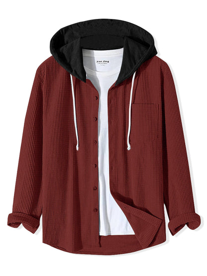 Noble Monk MenS Solid Regular Fit Shirt Wine Red Black