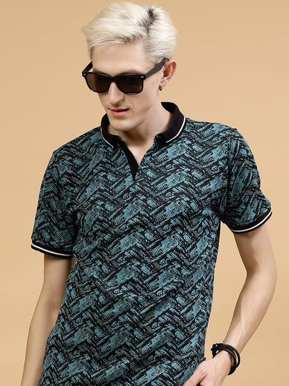 Rigo Half Sleeve Polo Neck T-Shirt for Men | Regular Fit, Solid Casual T-Shirts | Collar T-Shirts for Men Teal Green