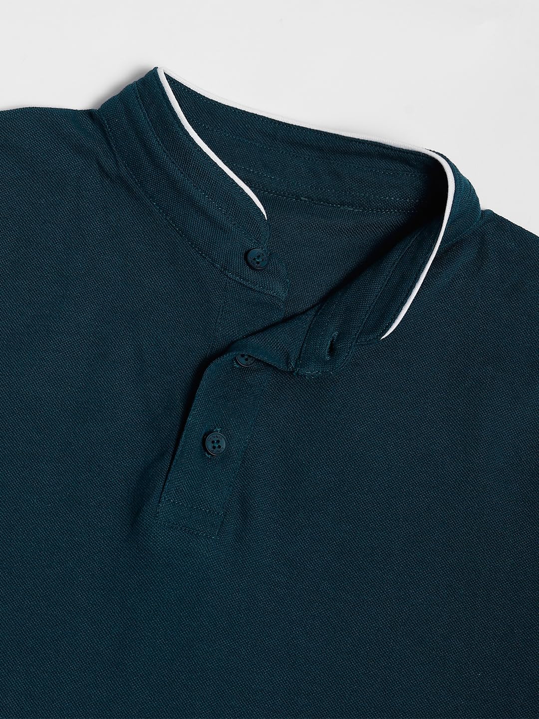 Dennis Lingo MenS Cotton Teal Solid Stand Collar T-Shirt