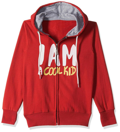 T2F Cotton Hooded Neck Regular Fit Hoodie (Boys-SS_35_Red
