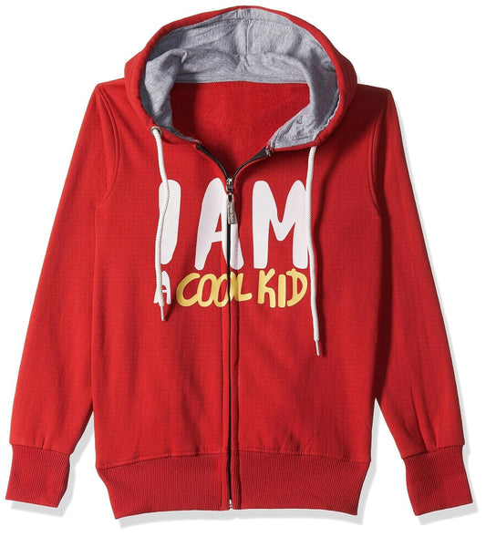 T2F Cotton Hooded Neck Regular Fit Hoodie (Boys-SS_35_Red