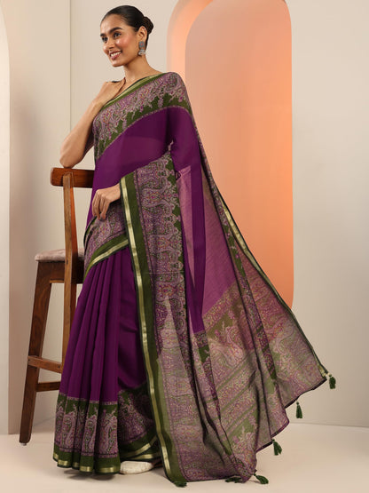 Libas Womens Printed Cotton Blend Saree With Blouse Piece