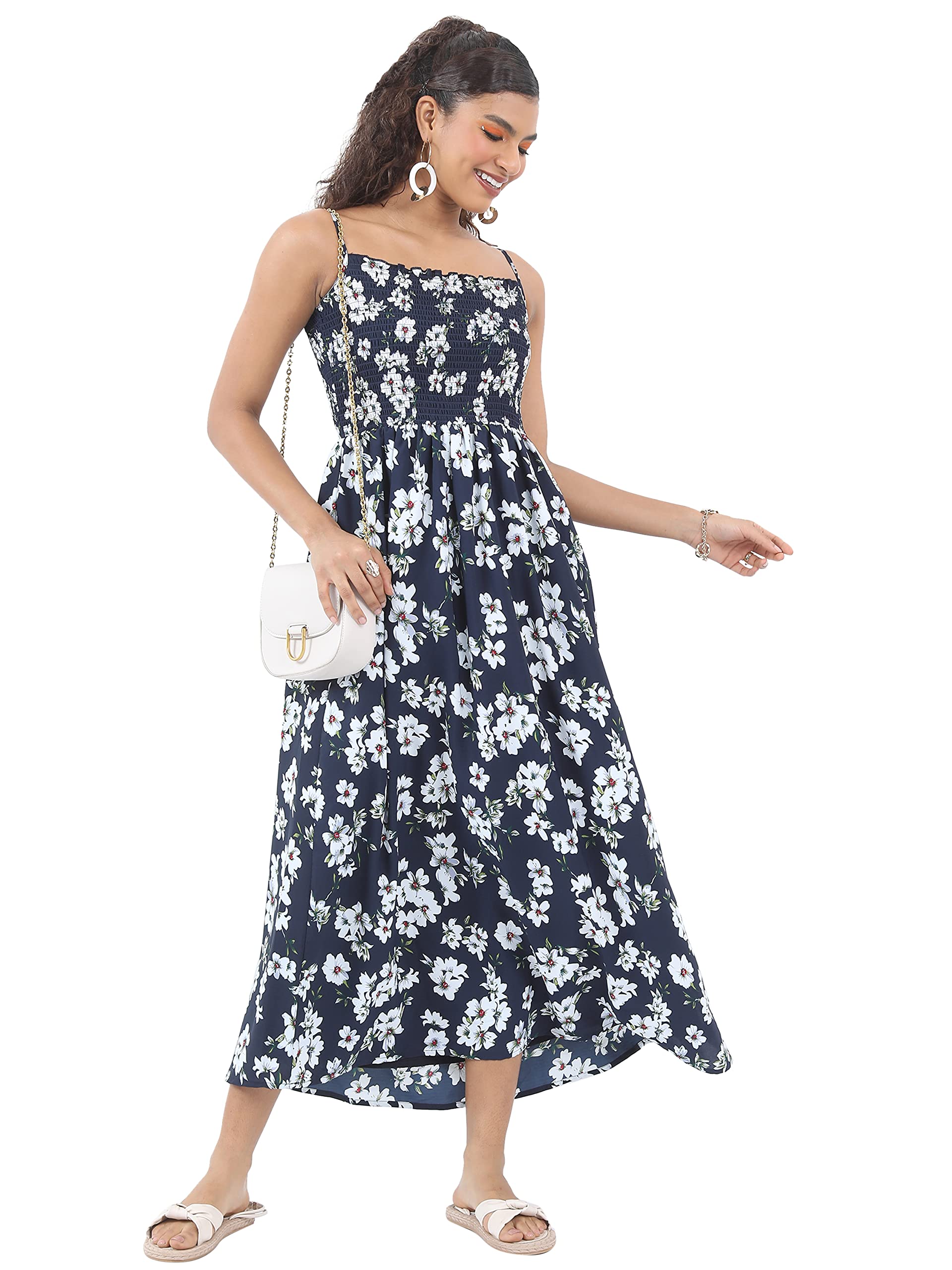Ketch Women'S Polyester A-Line Maxi Casual Dress (Khj6000027_Navy_S)