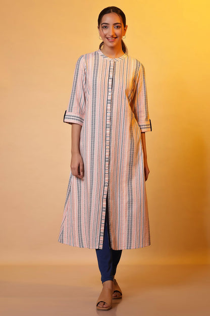 Aurelia Women's Striped Cotton A-line Kurta