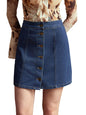 Sugathari Womens Casual Denim Dark Blue Skirt  High Waist, A-Line, Mini Length Without Pockets | Stylish Everyday Wear (Skirts