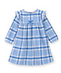 Shoulder frill check dress BLUE