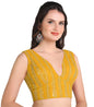 Pujia Mills WomenS Indian Ethnic Wear Sabyasachi Sequence With Dhaga Embroidered Zari Work Sweetheart Neck Blouse Sleeveless Re