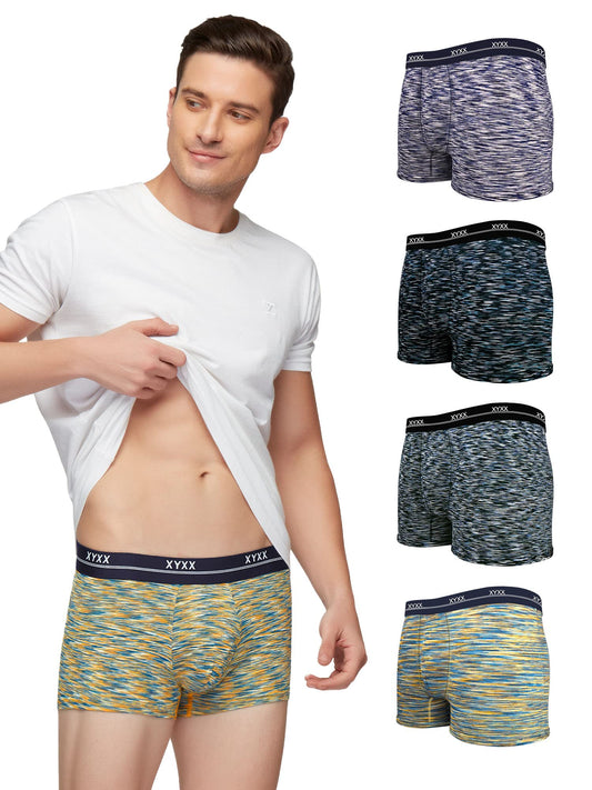 XYXX Mens Underwear Artisto IntelliSoft Antimicrobial Micro Modal Trunk Pack of 5 (Yellow & Blue ; Blue & White ; Teal & Black