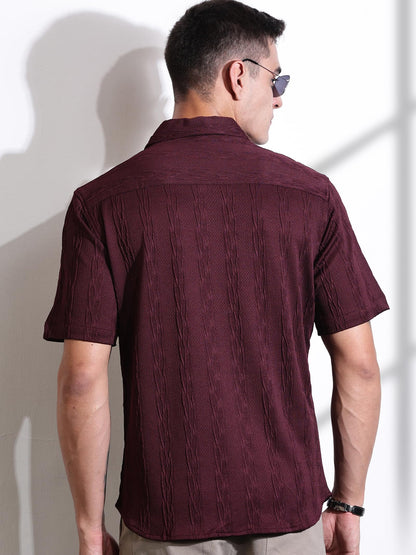 Thomas Scott Mens Solid Oversized Fit Shirt (TS1691_Maroon
