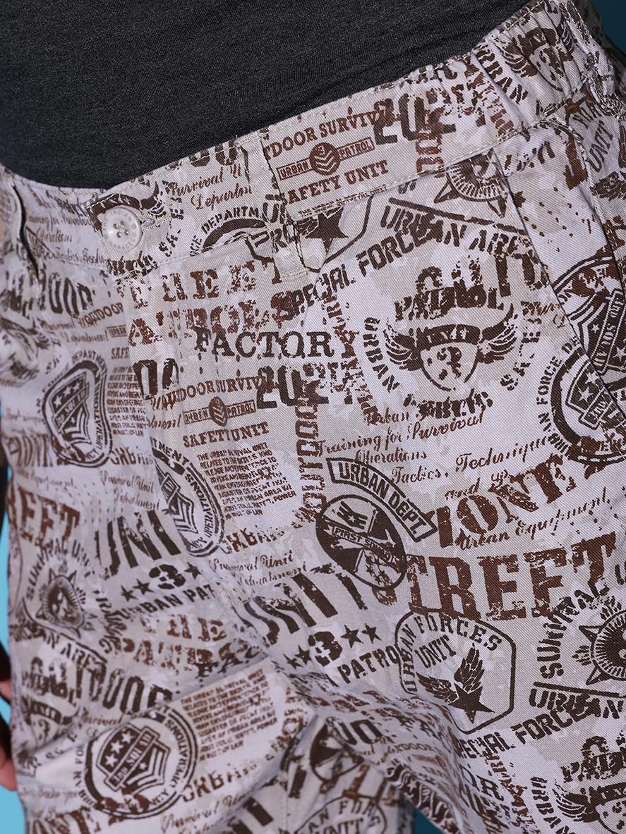 The Indian Garage Co Men Slim Fit Heritage Print Mid-Rise Shorts