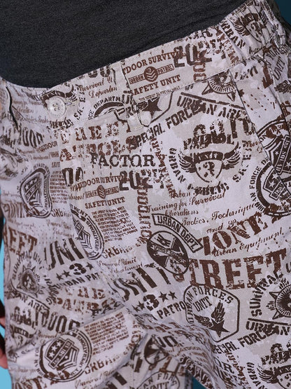 The Indian Garage Co Men Slim Fit Heritage Print Mid-Rise Shorts