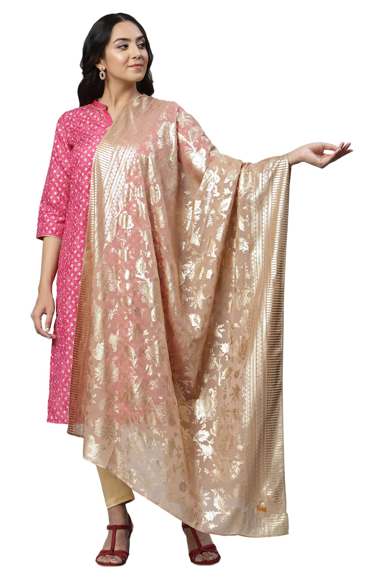 Aurelia Women Blue Placement Print Silver Chiffon Dupatta (23Aua80002-505437-Free Size)