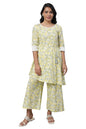 Aurelia Women's Cotton Fit and Flare Ankle Length Dress (23FEA14173-506956_Yellow