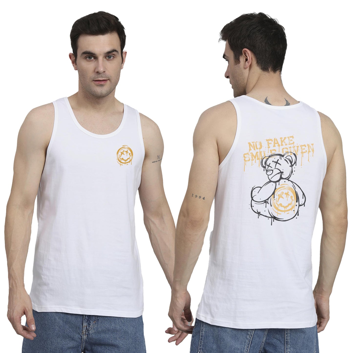 Peppyzone Mens S to 5XL Designer Men Vest Teddy Printed Cotton Sando/Baniyan/Ganji for Men and Boys - Perfect for Gym Workouts,