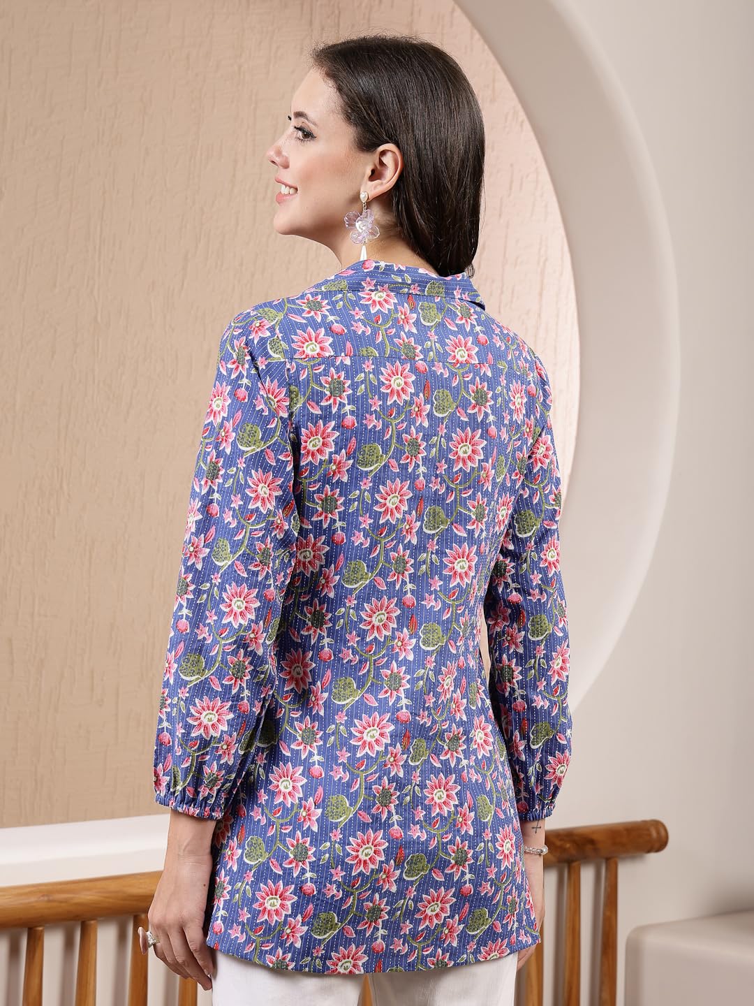 Stylum Womens Floral Printed Cotton Shirt Style Top