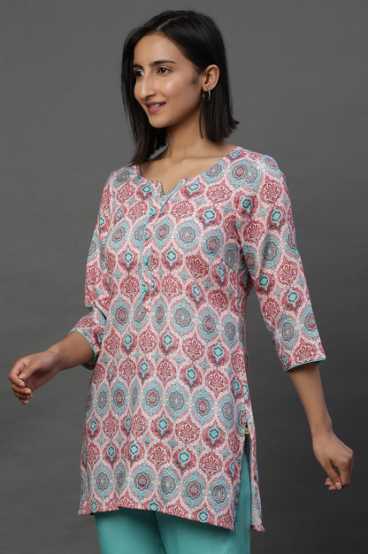 Aurelia WomenS Cotton Floral Regular Kurti (24Fea30415_Pink