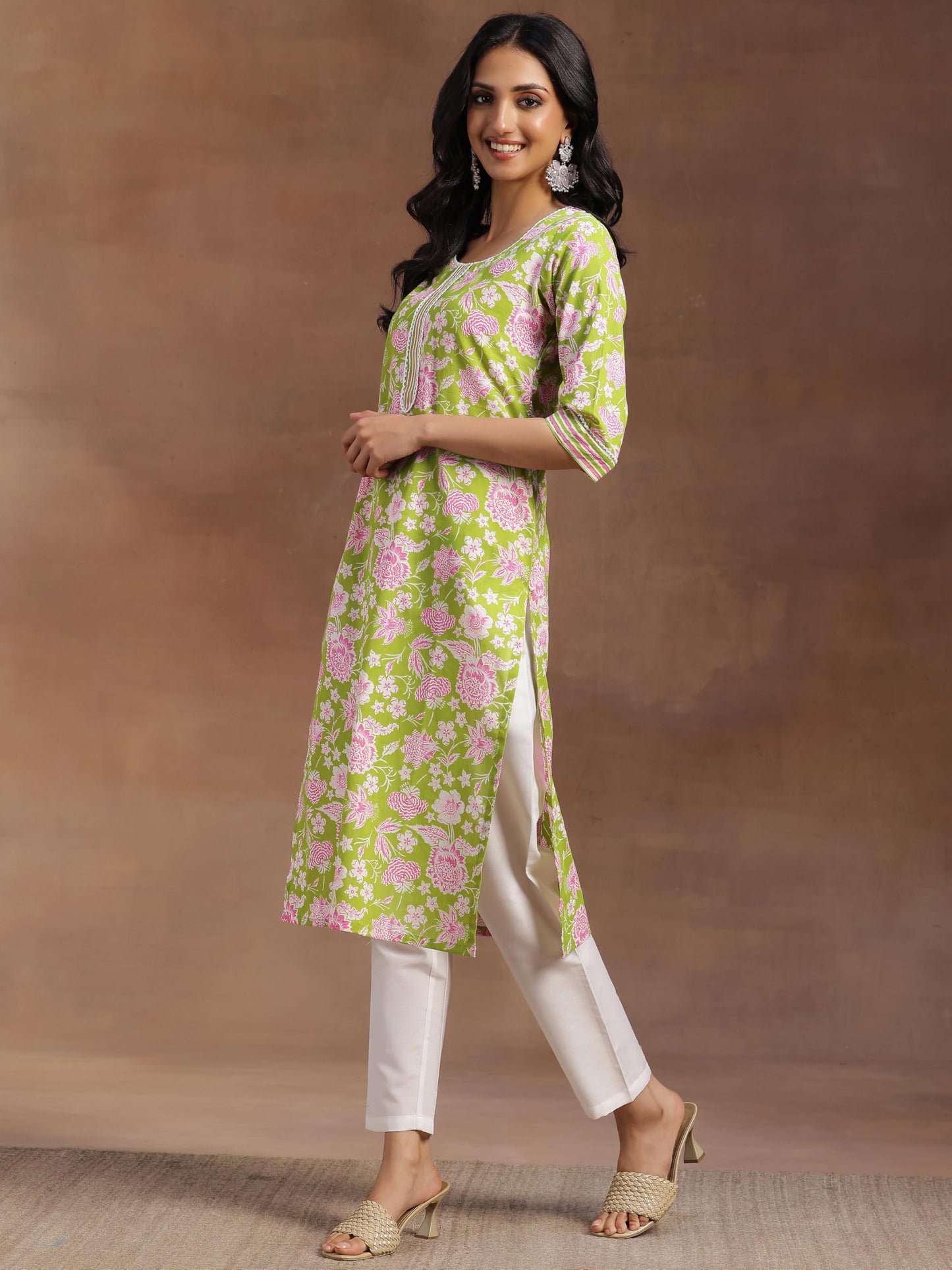 Libas WomenS Cotton Printed Straight Kurta (29050R Green