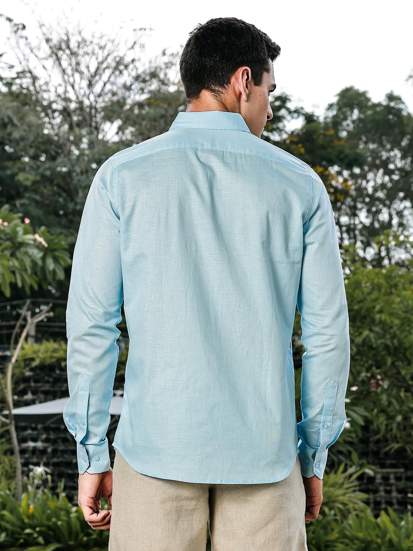 Thomas Scott Mens | Linen Blend | Solid | Button Down Collar | Premium Cotton Linen Blend | Full Sleeve | Casual Shirt for Men