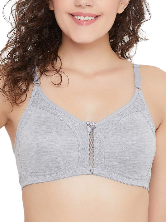 Clovia Womens Cotton Non-Padded Wire Free T-Shirt Bra (BR2077R0536C_Grey_36C)