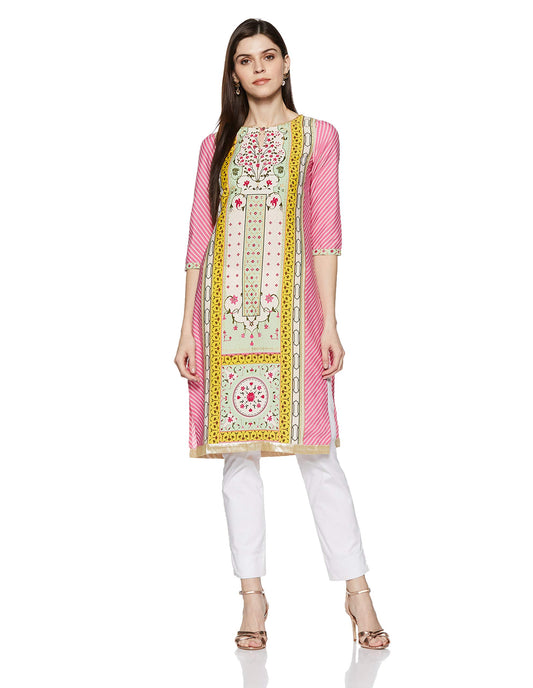 W for Woman Women's Synthetic Straight Fit Straight Kurta