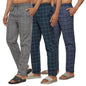 XYXX Mens Super Combed Cotton Checkered Checkmate Pyjamas [Pack of 3] Elasticated Waist, Drawstring | Loungewear for Men in Blu