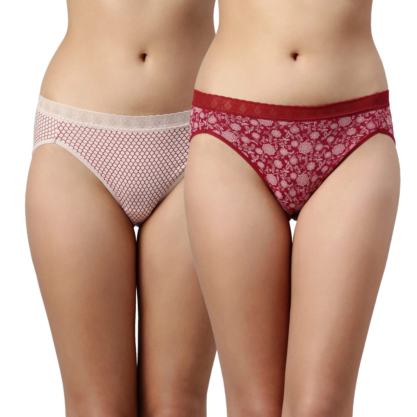 Enamor Cotton Hipster Panties for Women Pack of 2 | Full Coverage, Mid Waist with Antimicrobial & Stain Release Technology | Col