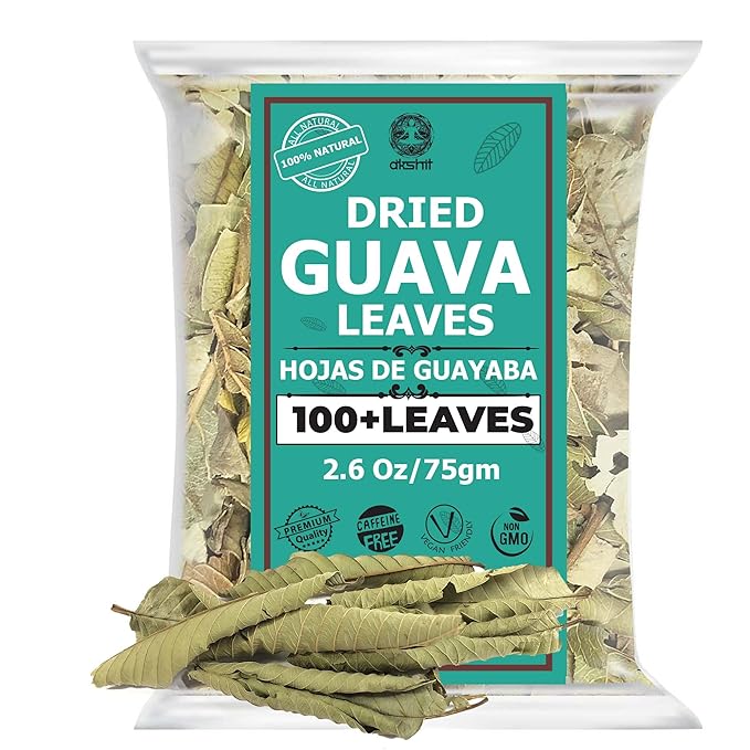 Akshit Dried Guava Leaves 100% Natural, ( Hojas De Guayaba ) | Loose Tea, Non-GMO, Vegan, Gluten-Free | Support Digestive and Immune Health  2.5 oz